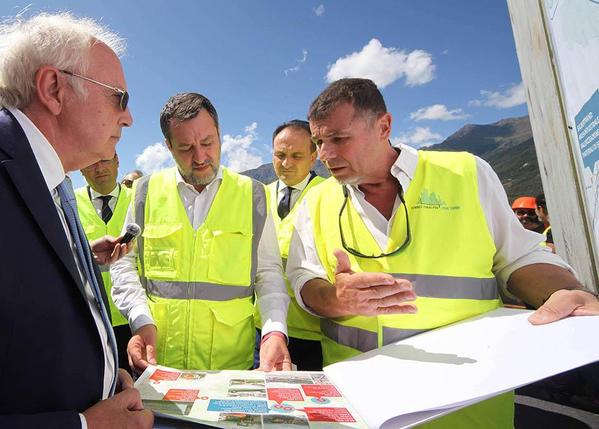Il ministro Salvini in visita al cantiere di San Didero