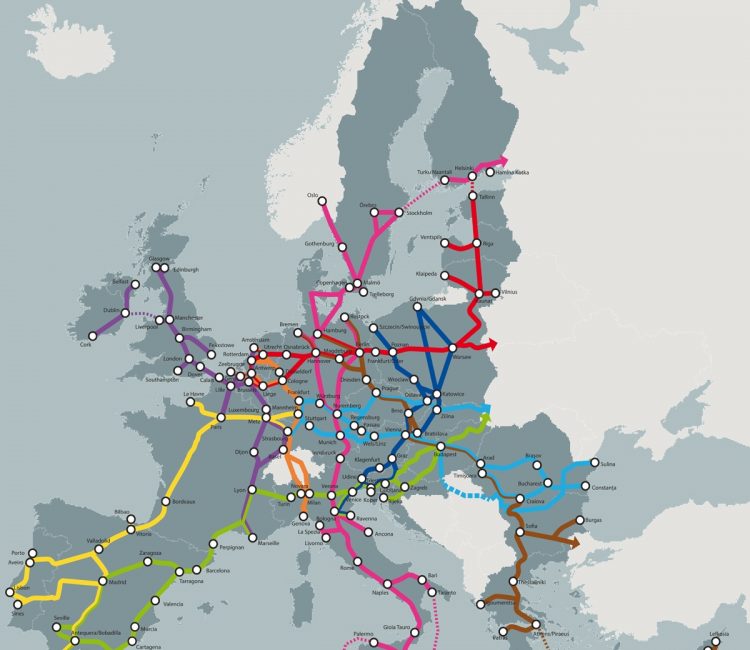 Schematic EU corridor map